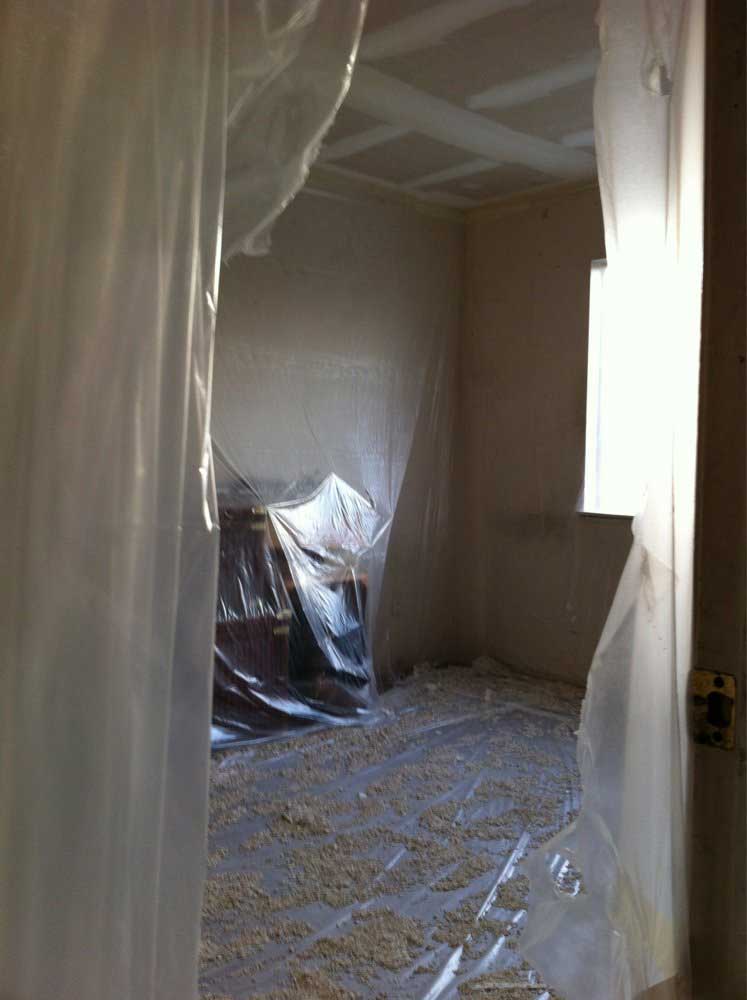 tape everything before removing popcorn ceiling